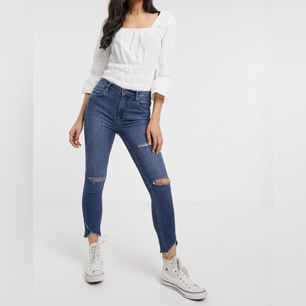 Free People We The Free Sunny Distressed Raw Hem Skinny Jeans Size 29